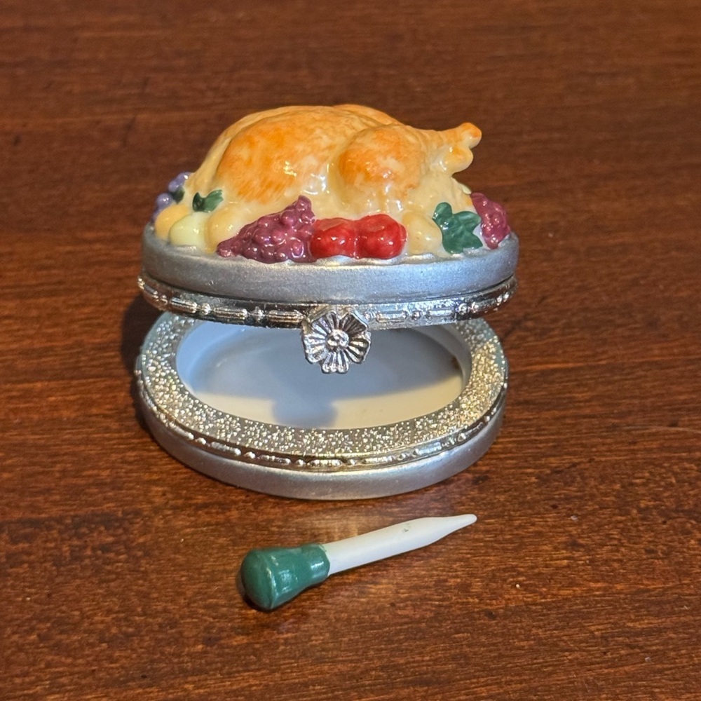 COOKING CLUB OF AMERICA "Festive Feast" Turkey & Baster HINGED TRINKET BOX